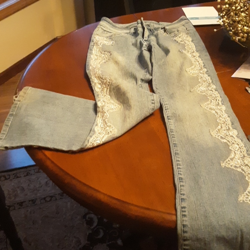 Jeans with lace down sides